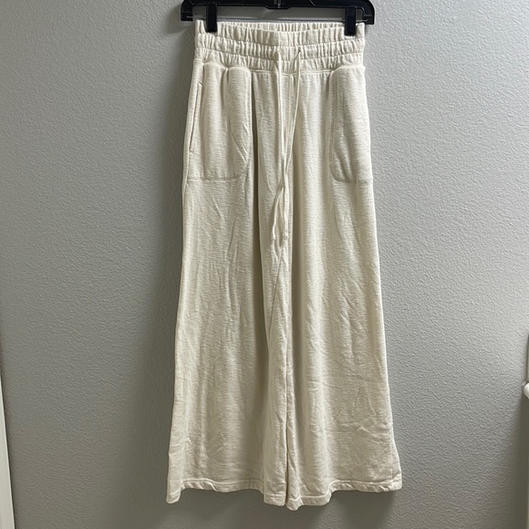 Pants - C).  Beige Cream Wide legs Long Pants